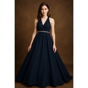 Signature Alfred Angelo Sample Dress Blue Size 4 Zip Close Prom Evening Wedding